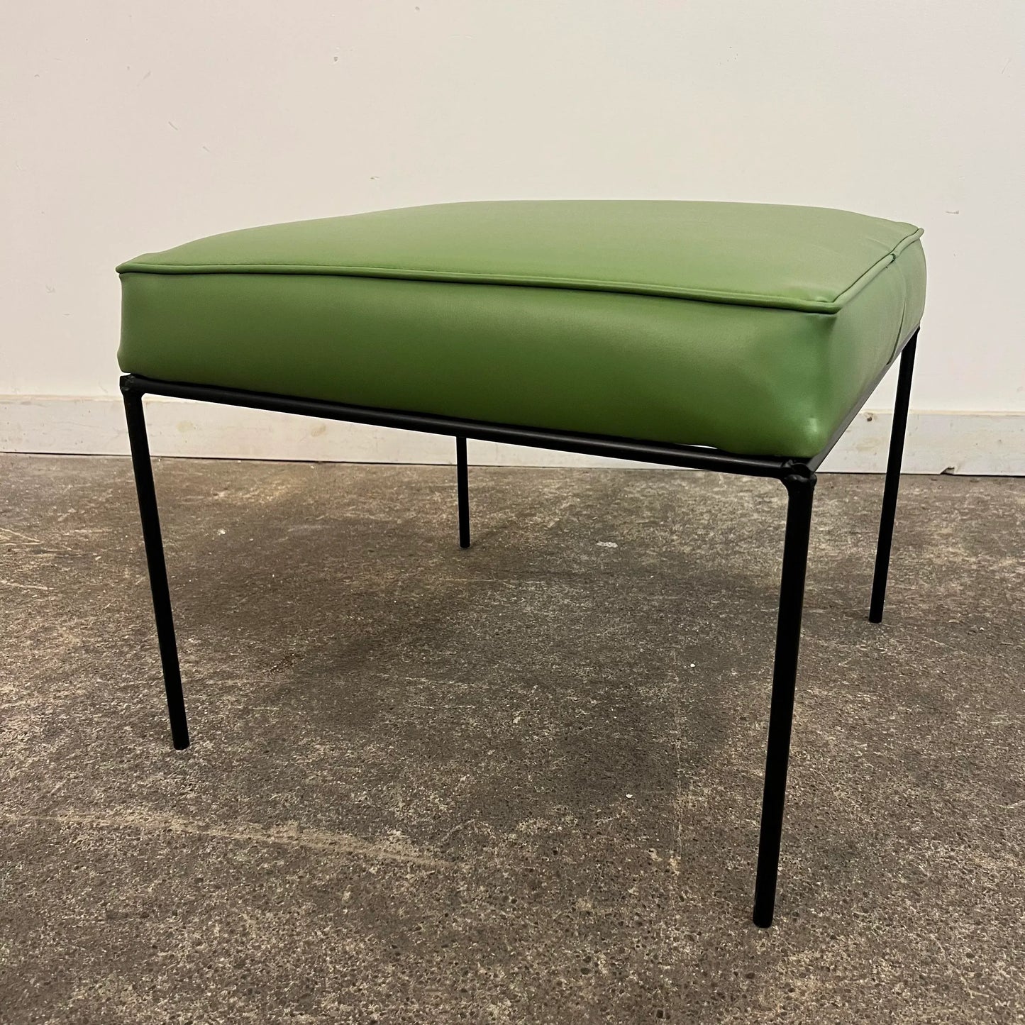 Paul McCobb Style Green Leatherette Ottoman