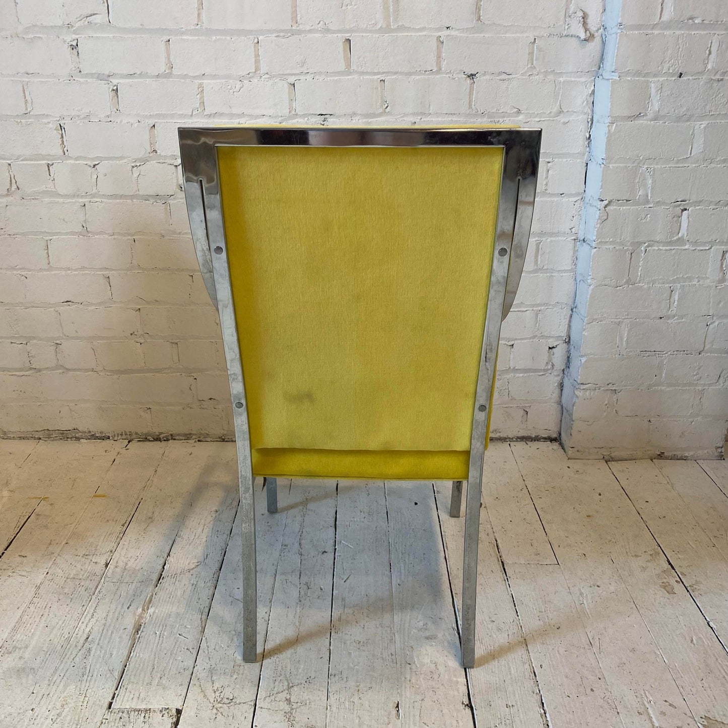 Mid 20th Century Yellow and Chrome Dining Chairs in the Style of Milo Baughman - Set of 4