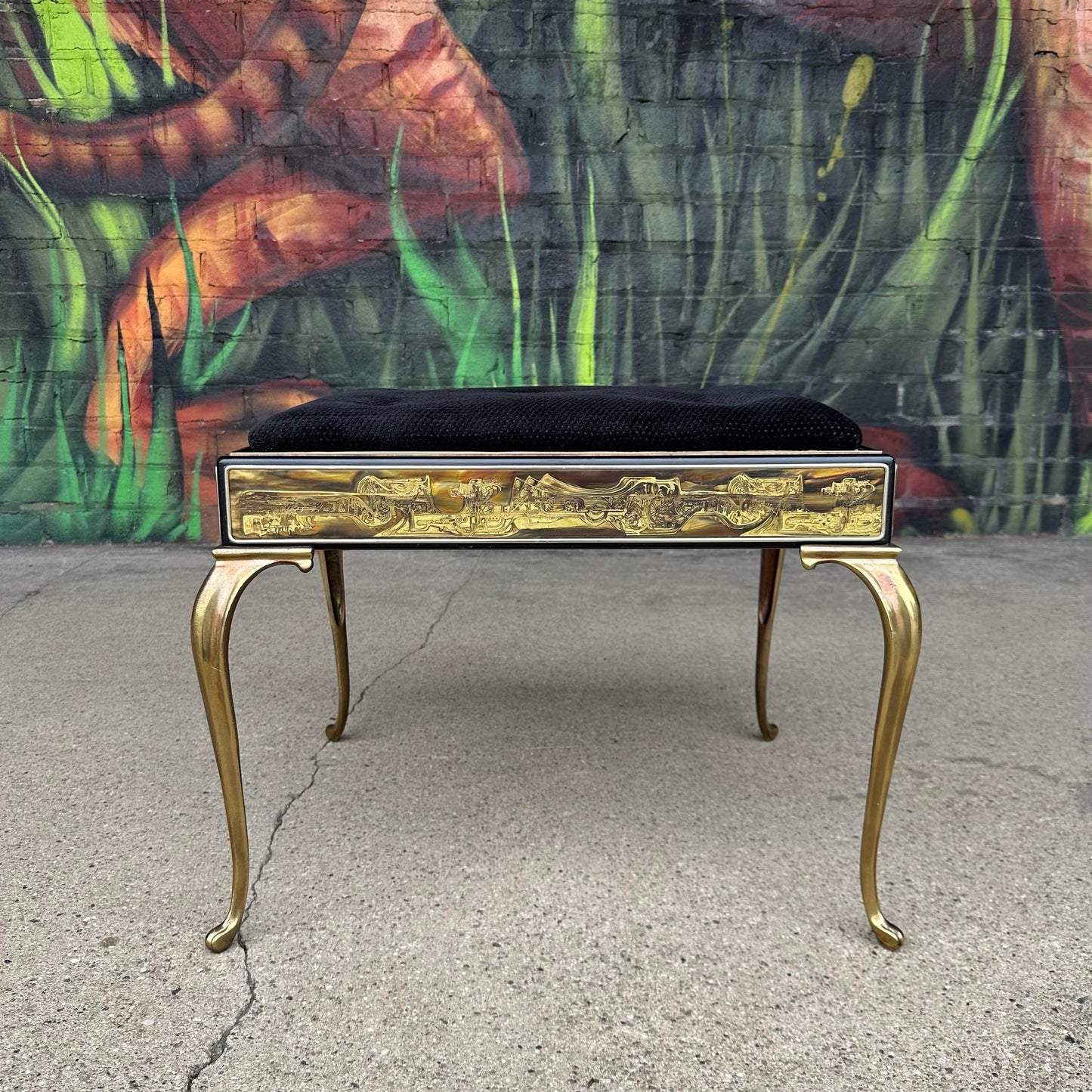 Acid Etched Mastercraft Ottoman by Bernhard Rohne Mid-Century Modern
