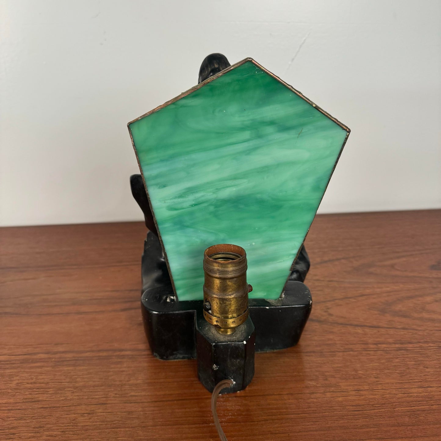 Art Deco Nude Figure Stained Glass Table Lamp