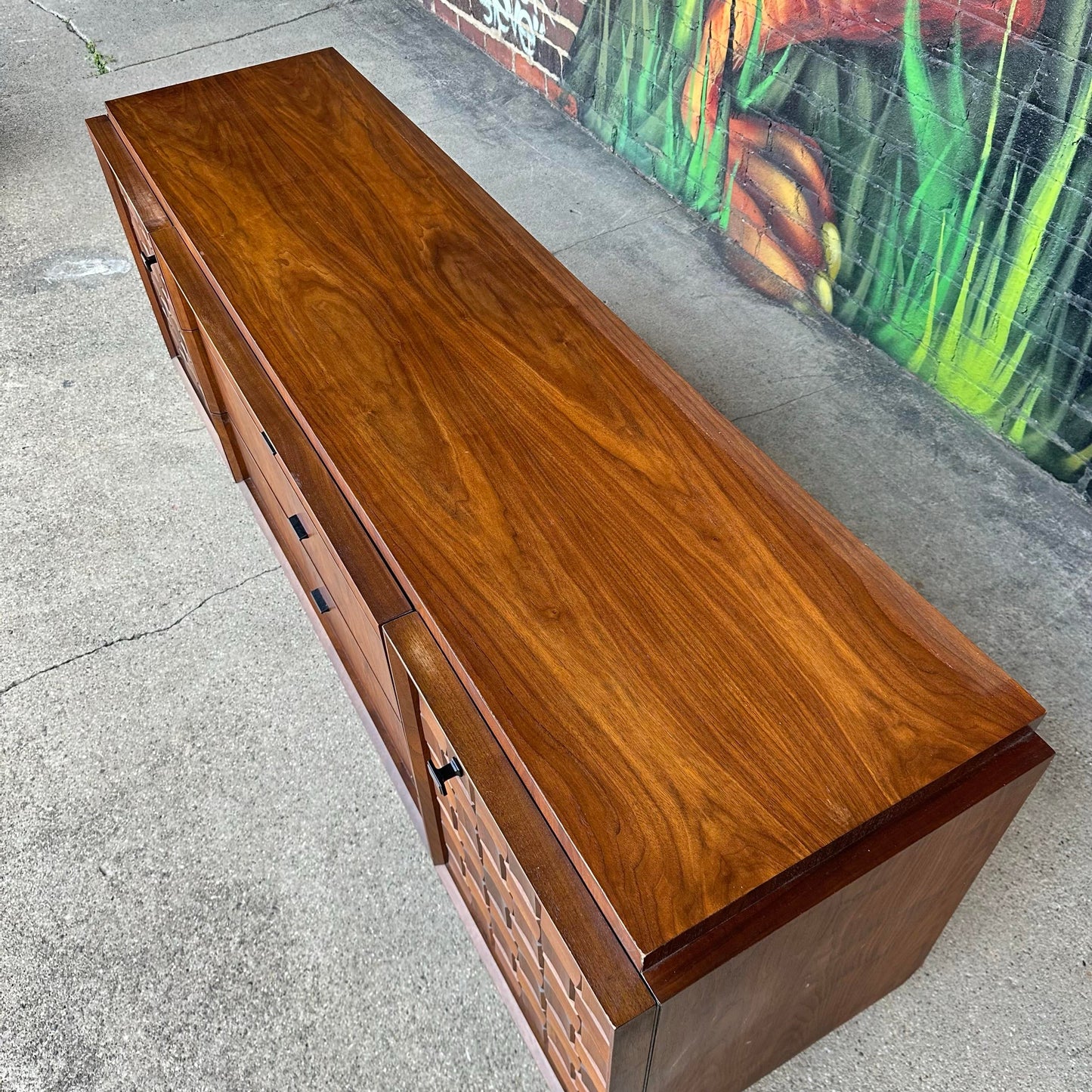 Mid-Century Modern Tobago Canadian Brutalist 9-Drawer Lowboy Dresser