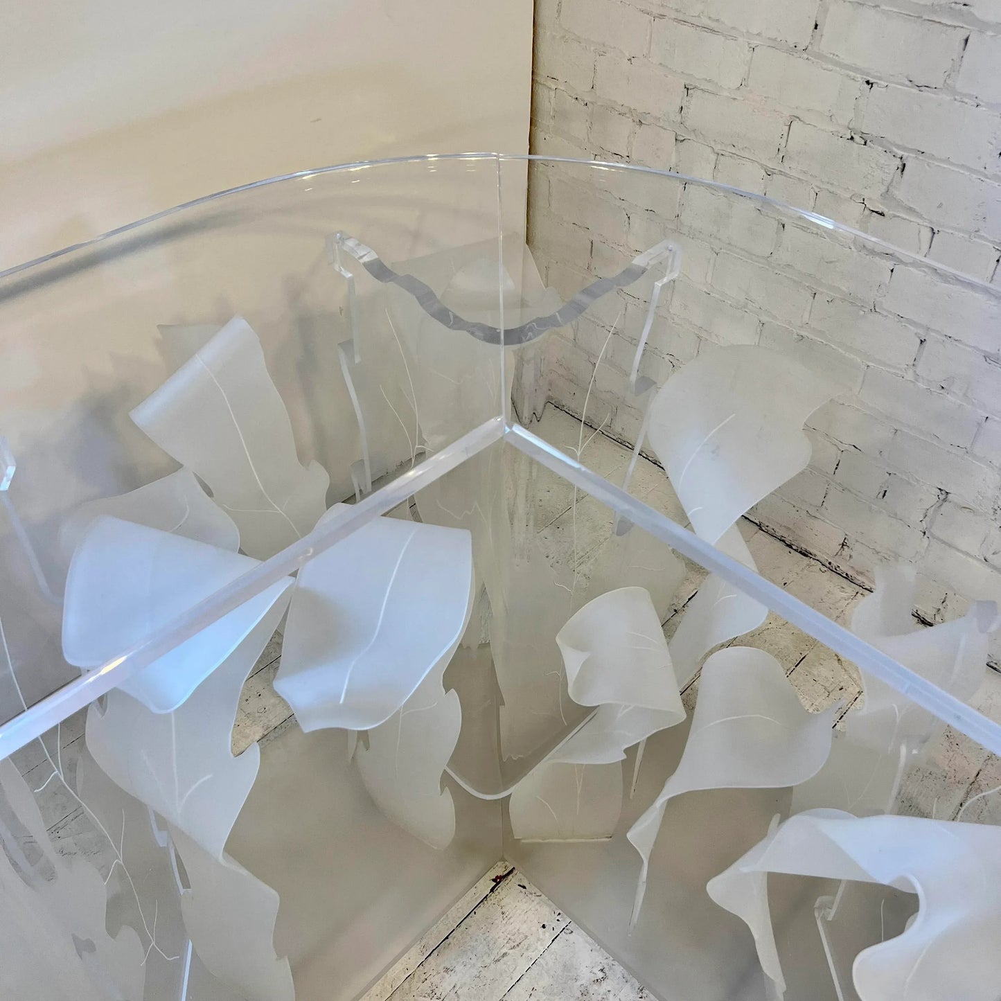 80s Custom Lucite Sculptural Foliage L Shape Bar