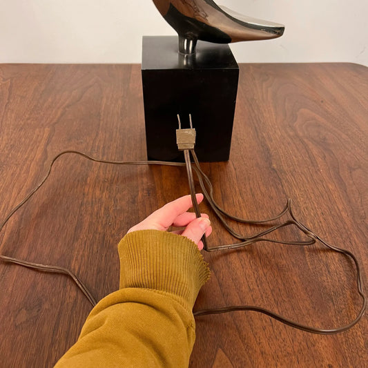 Mid Century Modern Laurel Sculptural Metal Table Lamp by Tempestini Harold Weiss and Richard Barr