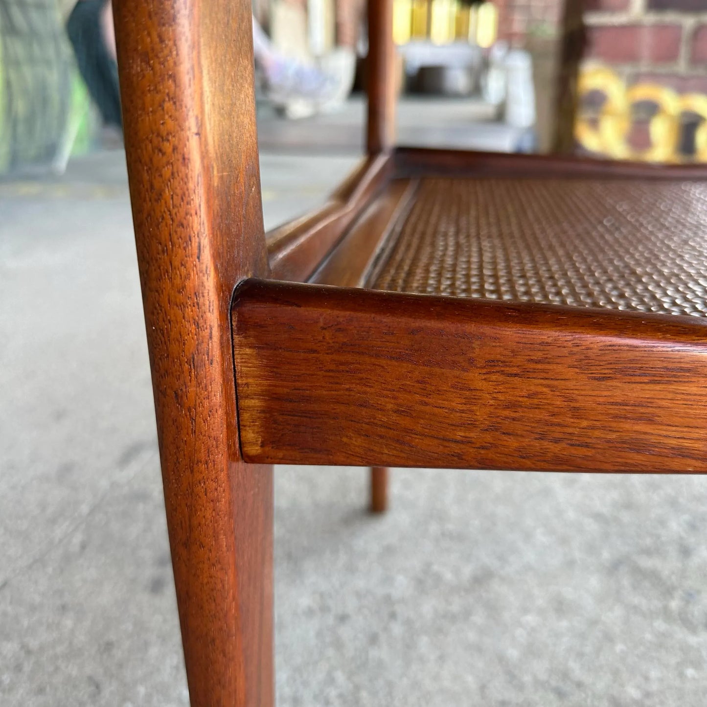 Jens Risom Two Two-Tiered Caned Side Table