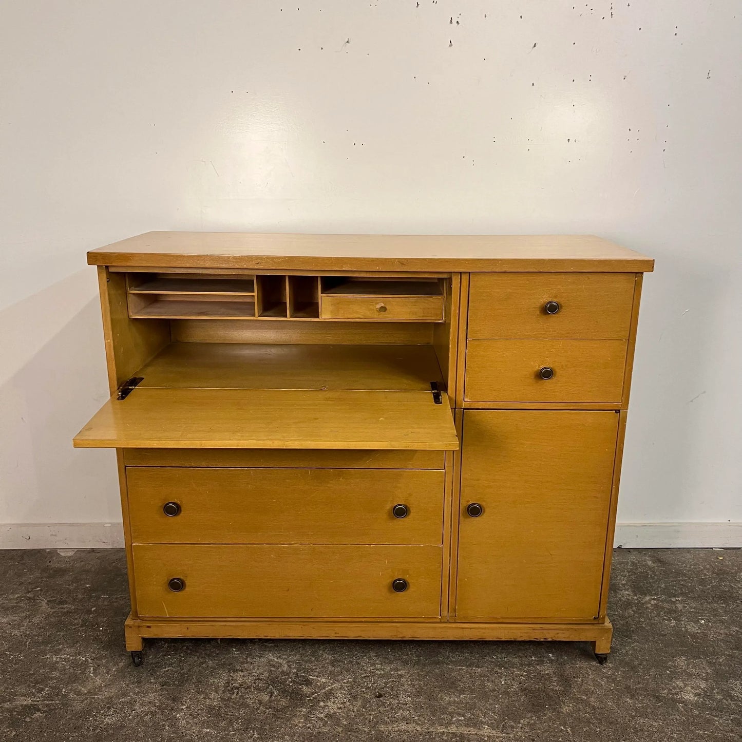 Tall Robsjohn Gibbings for Widdicomb Chest With Secretary Desk