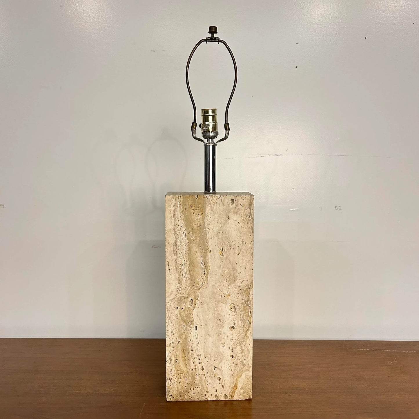 Robsjohn Gibbings Style Travertine Marble Table Lamp
