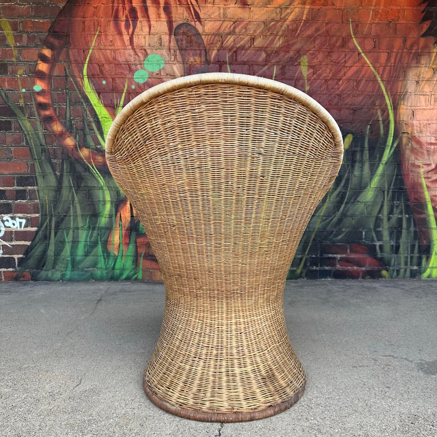 Mid-Century Modern Adrian Pearsall Comfort Designs Tall Rattan Wicker Peacock Chair