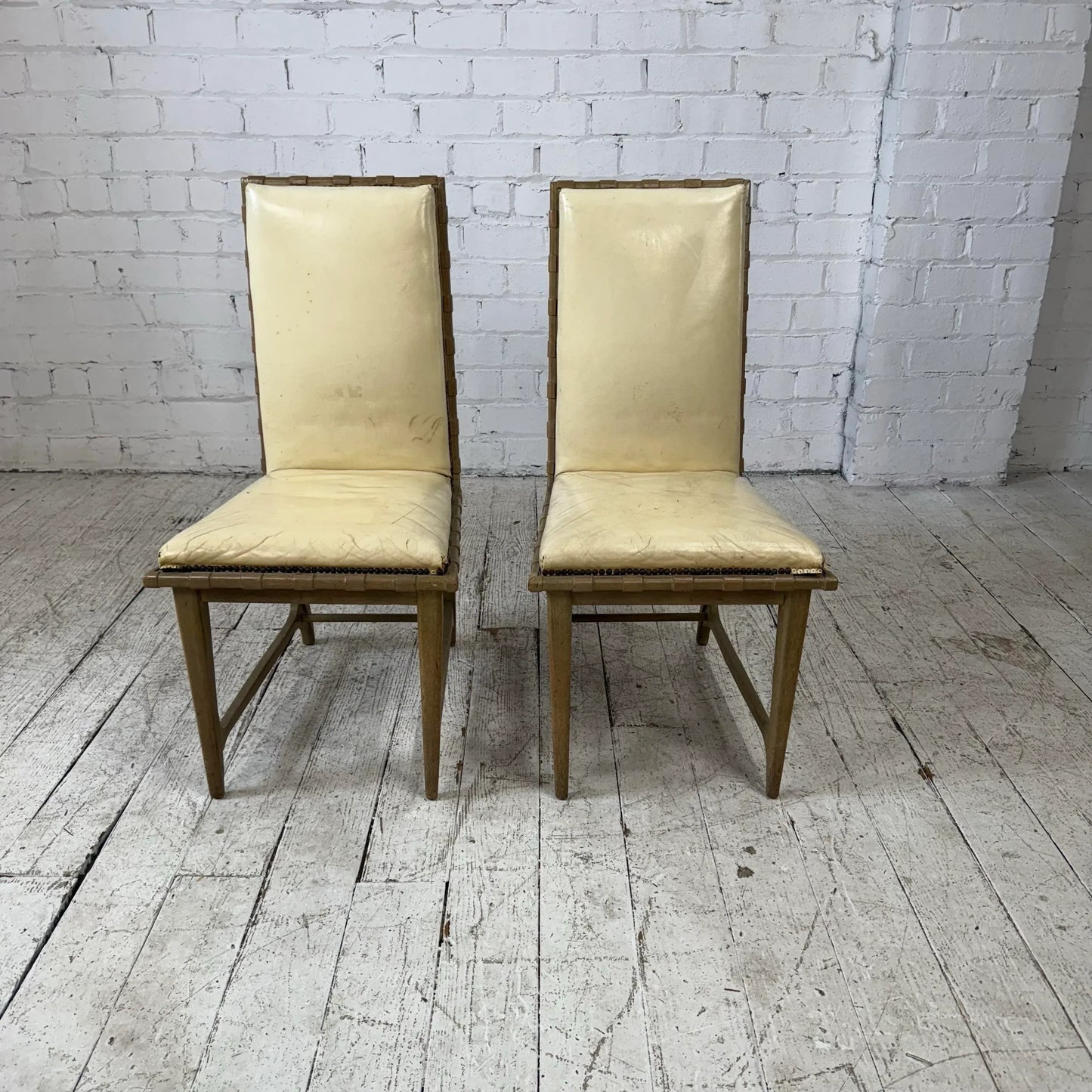Pair of Harold Schwartz for Romweber Mid Century Oak Dining Side Chairs