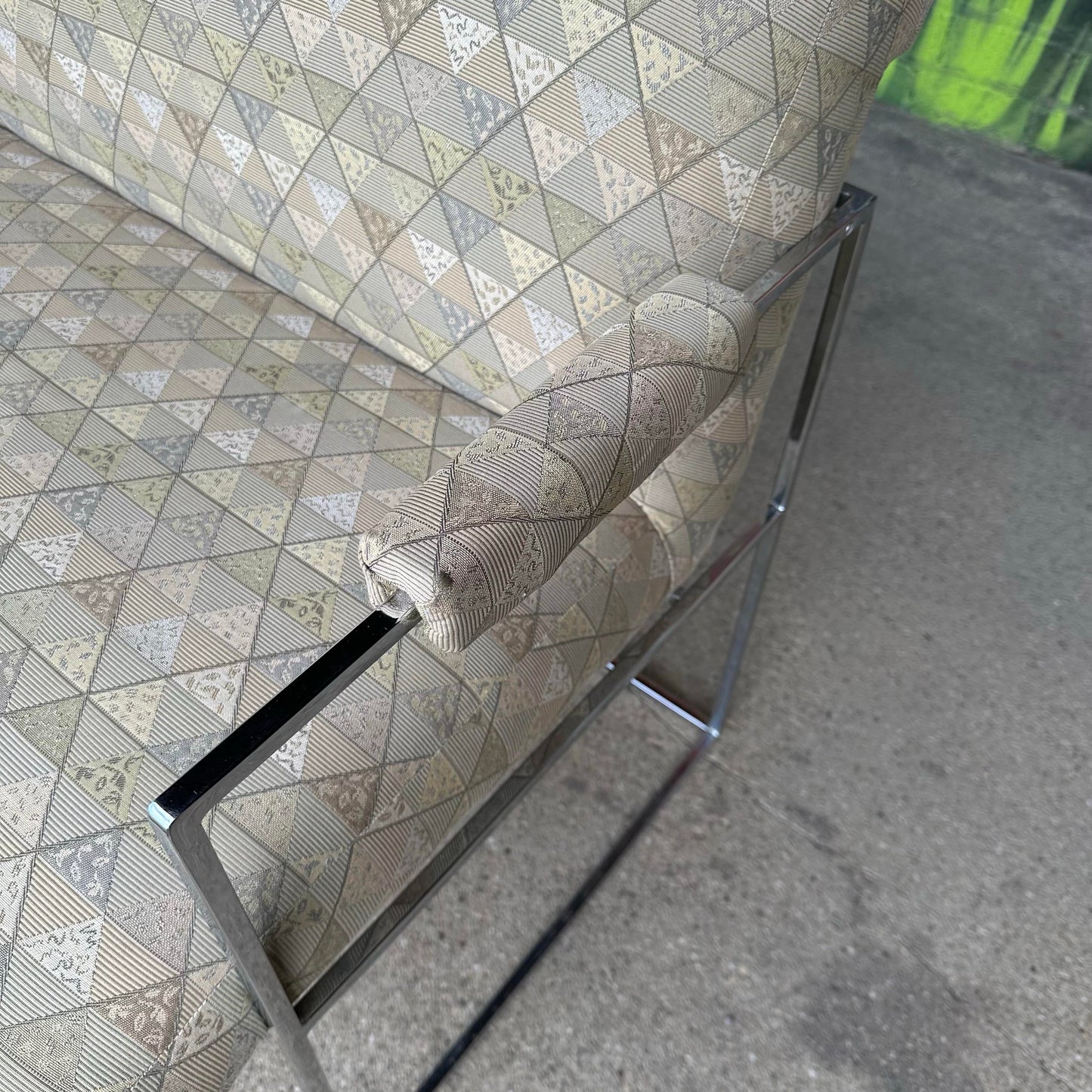 Mid Century Modern Milo Baughman Chrome Base Loveseat