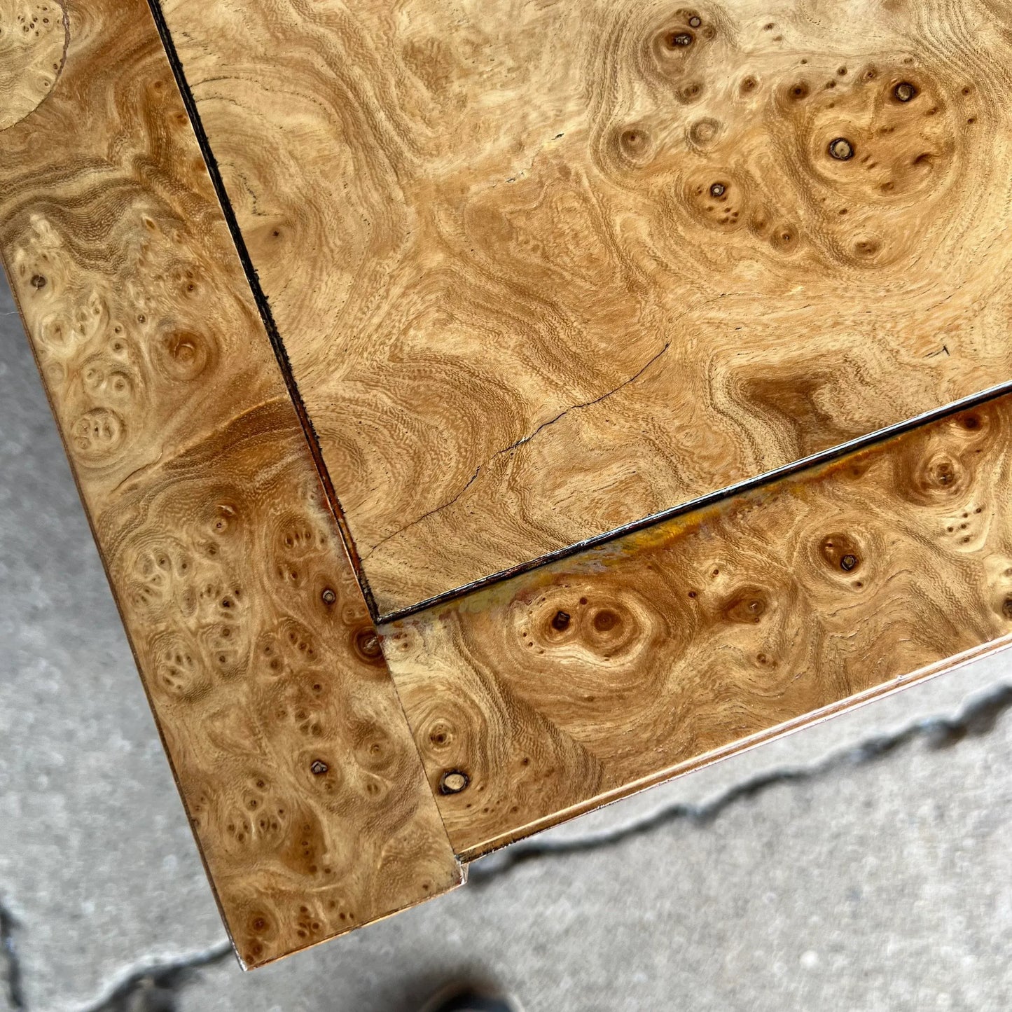 Large Refinished Burlwood Mastercraft Credenza Brass Hardware