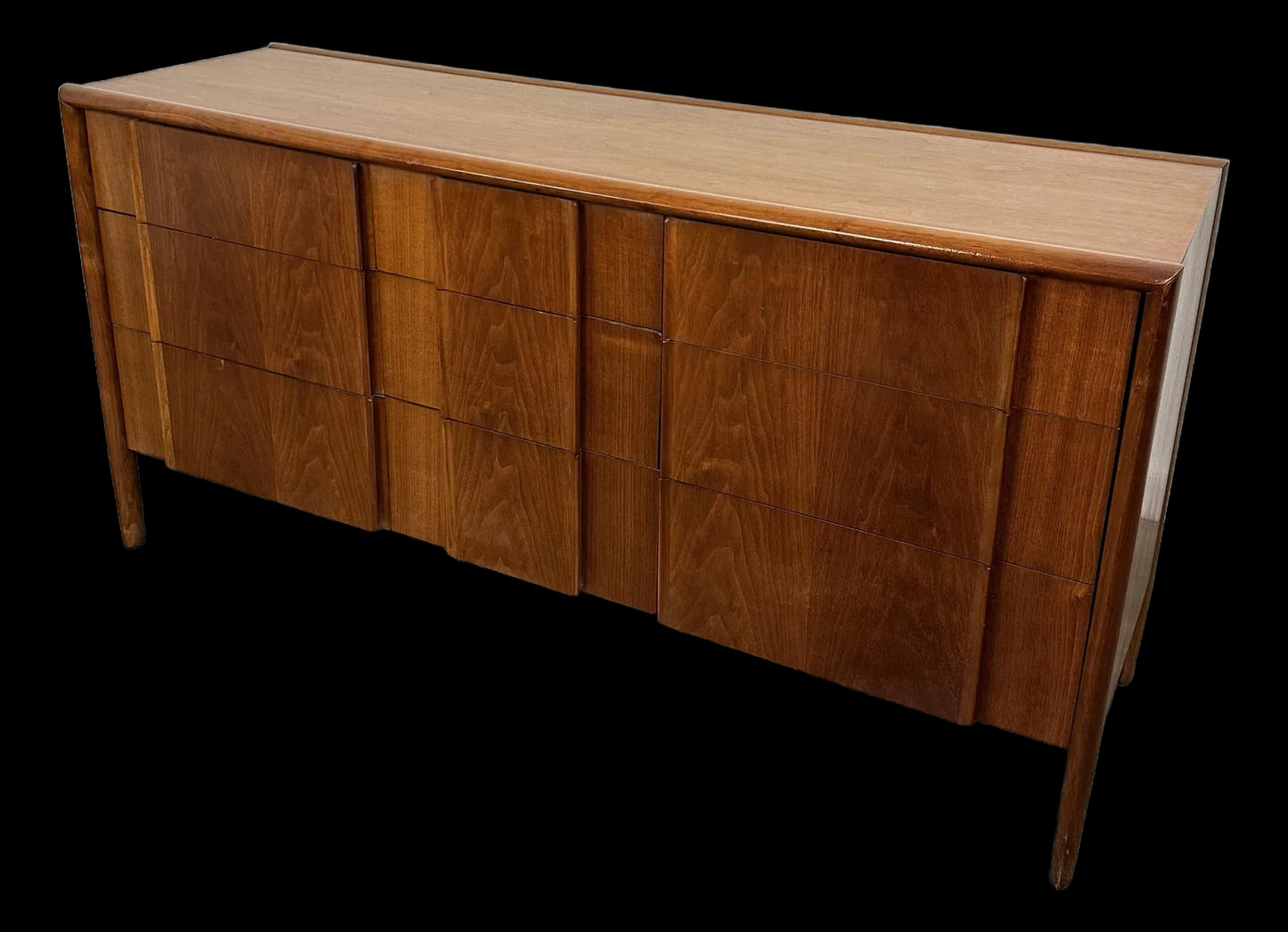 Drexel Parallel Long Dresser by Barney Flagg Midcentury Walnut