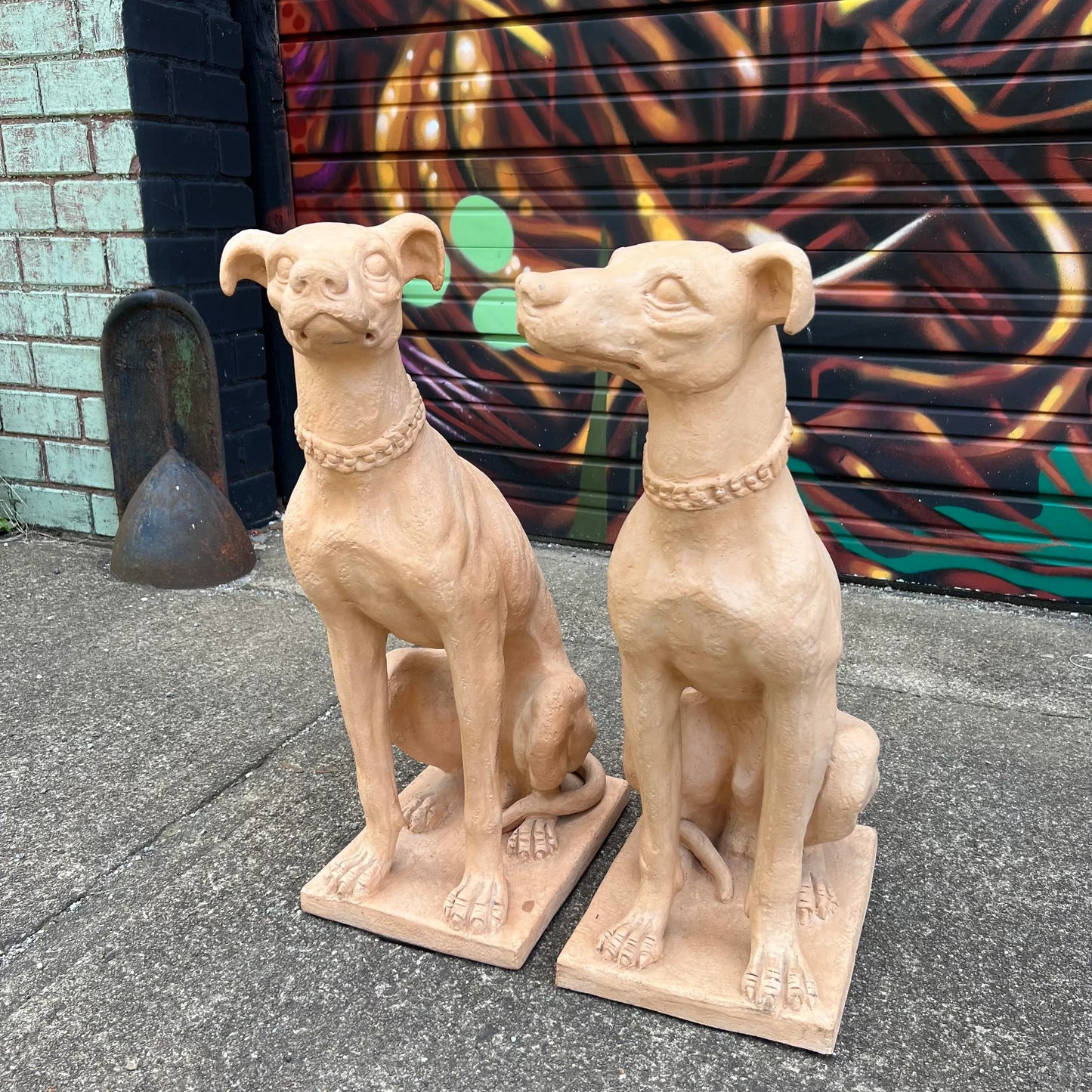 Pair of Italian Terracotta Greyhound Statues