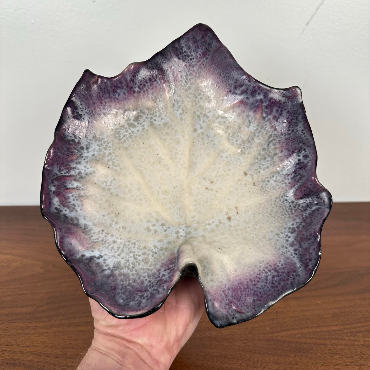 Leaf Shaped Dish in Glazed Stonewar by Pol Chambost, France, 1940s