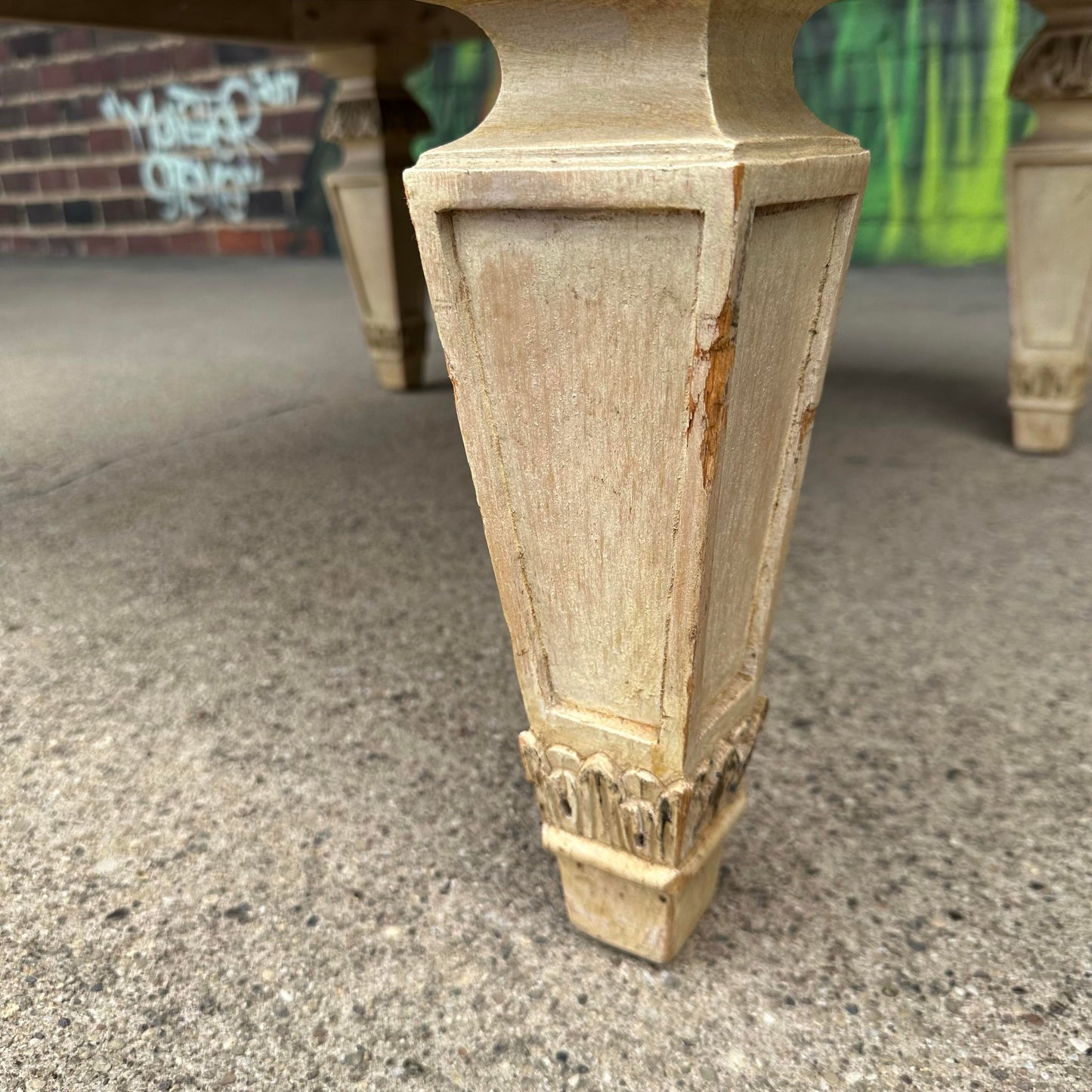 Square Asian Style Hand-Painted Mirrored Coffee Table