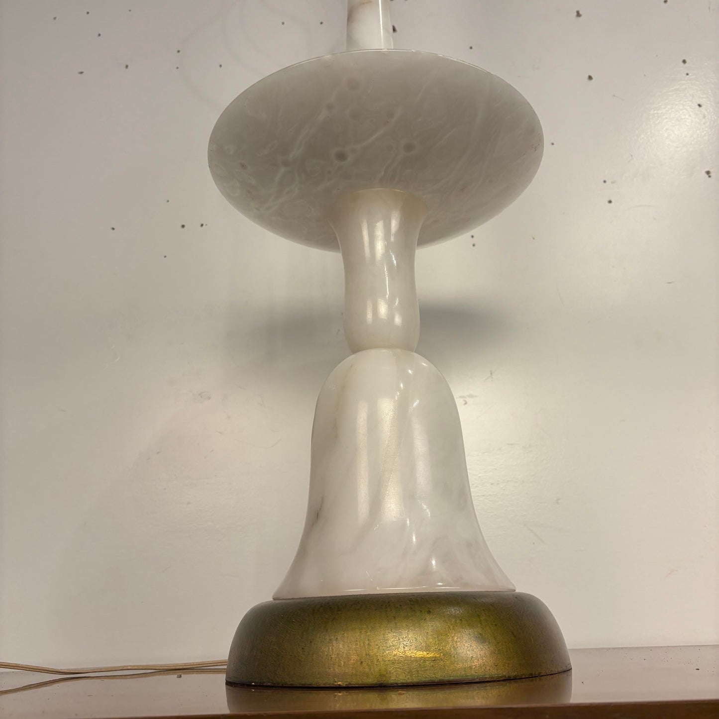 Mid-Century Modern Sculptural Balustrade Form Table Lamp in Carrera Marble