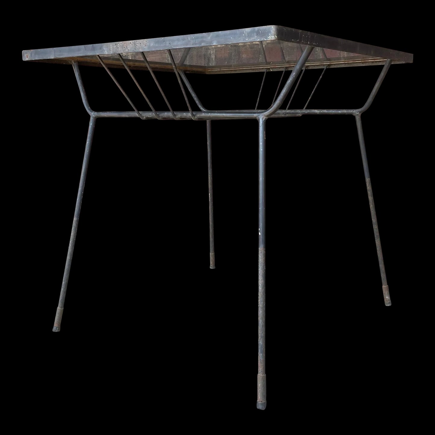 Mid 20th Century Milo Baughman for Pacific Iron Works Glass and Iron Table Square