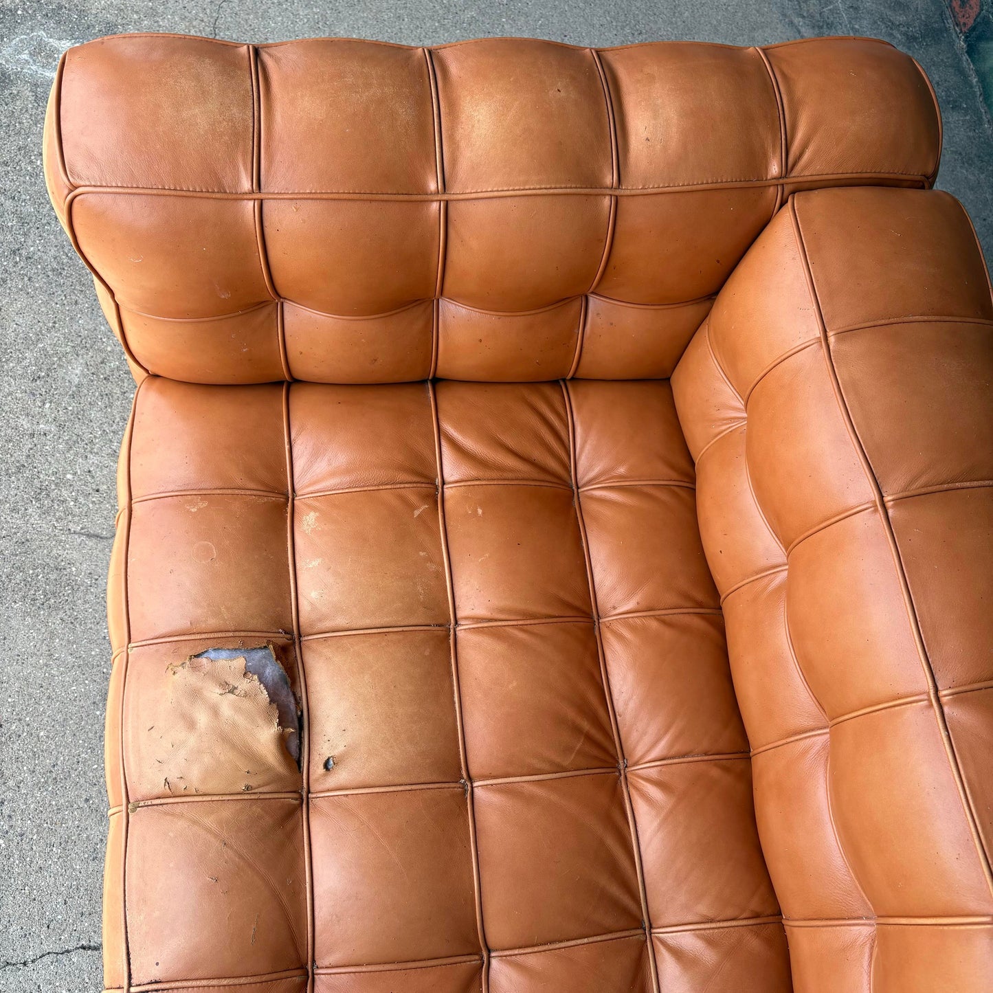 Josef Hoffman "Kubus" Sofa for Wittman Mid-Century Modern Tufted Leather