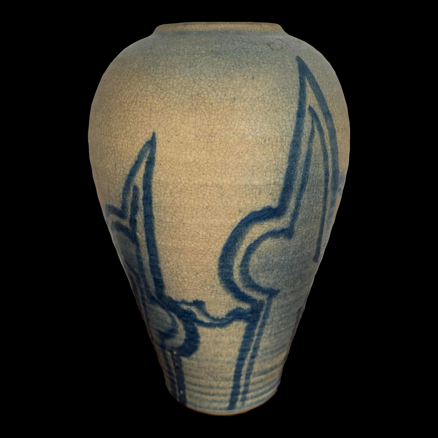 Blue and Cream Ceramic Glazed Vase