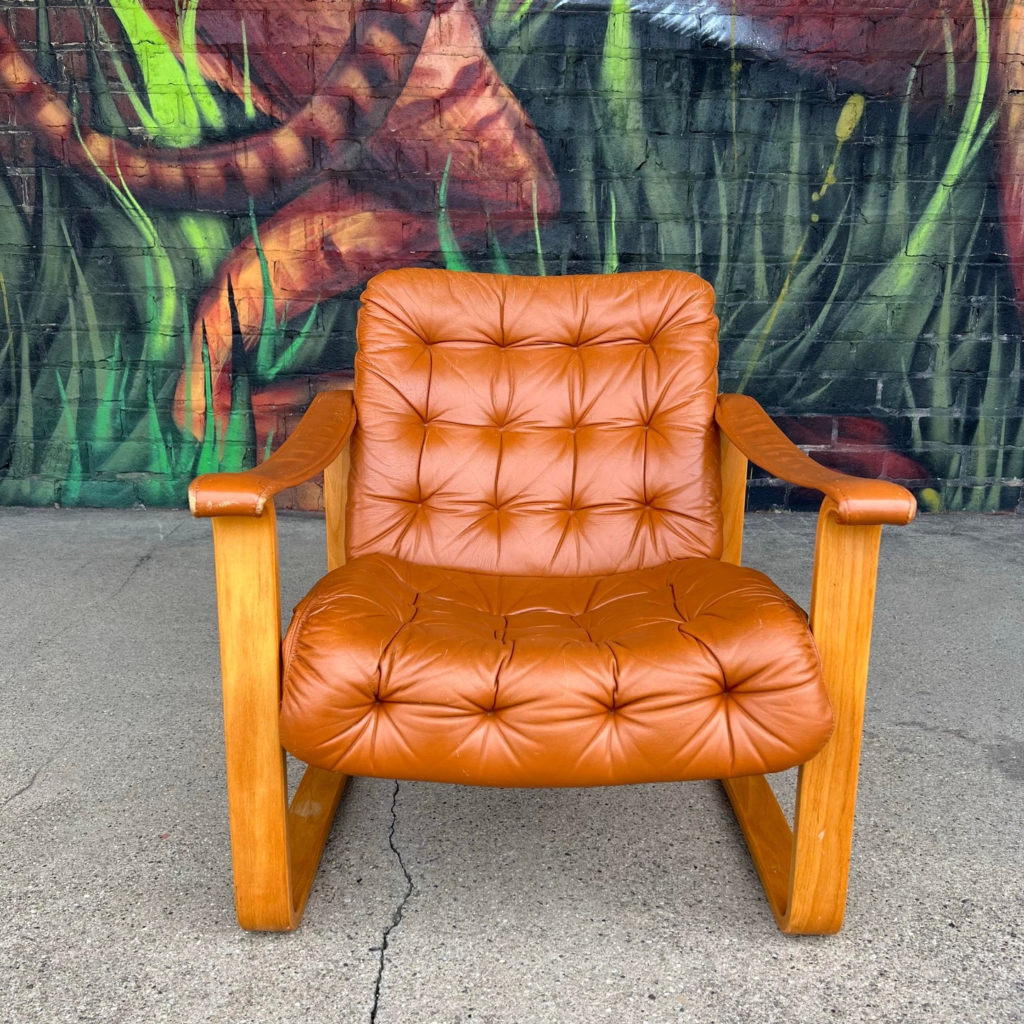 Mid Century Leather Lounge Chair Oy Bj Dahlqvist Ab Finland for B. D. Furniture