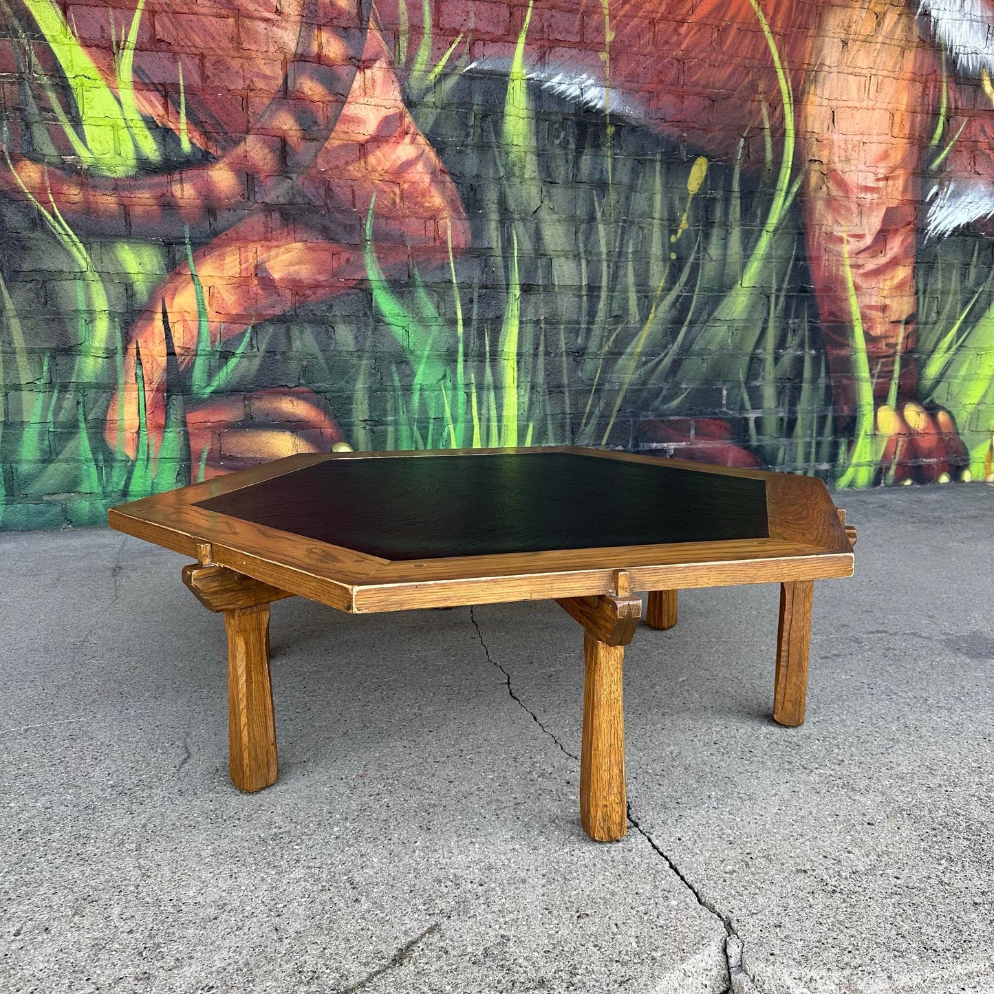 Ranch Oak Hexagonal Faux Slate Coffee Table