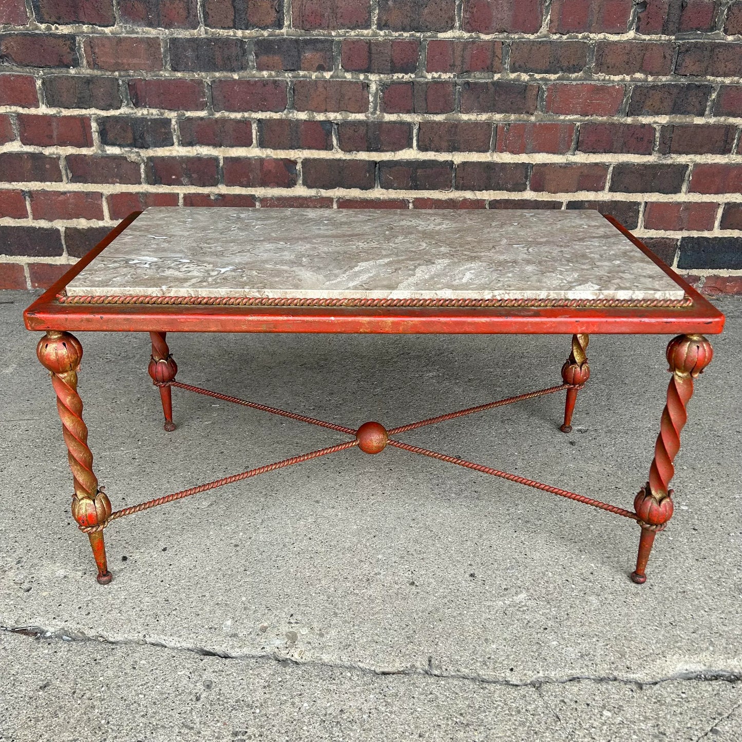 Louis Katona Iron and Marble Coffee Table Art Deco