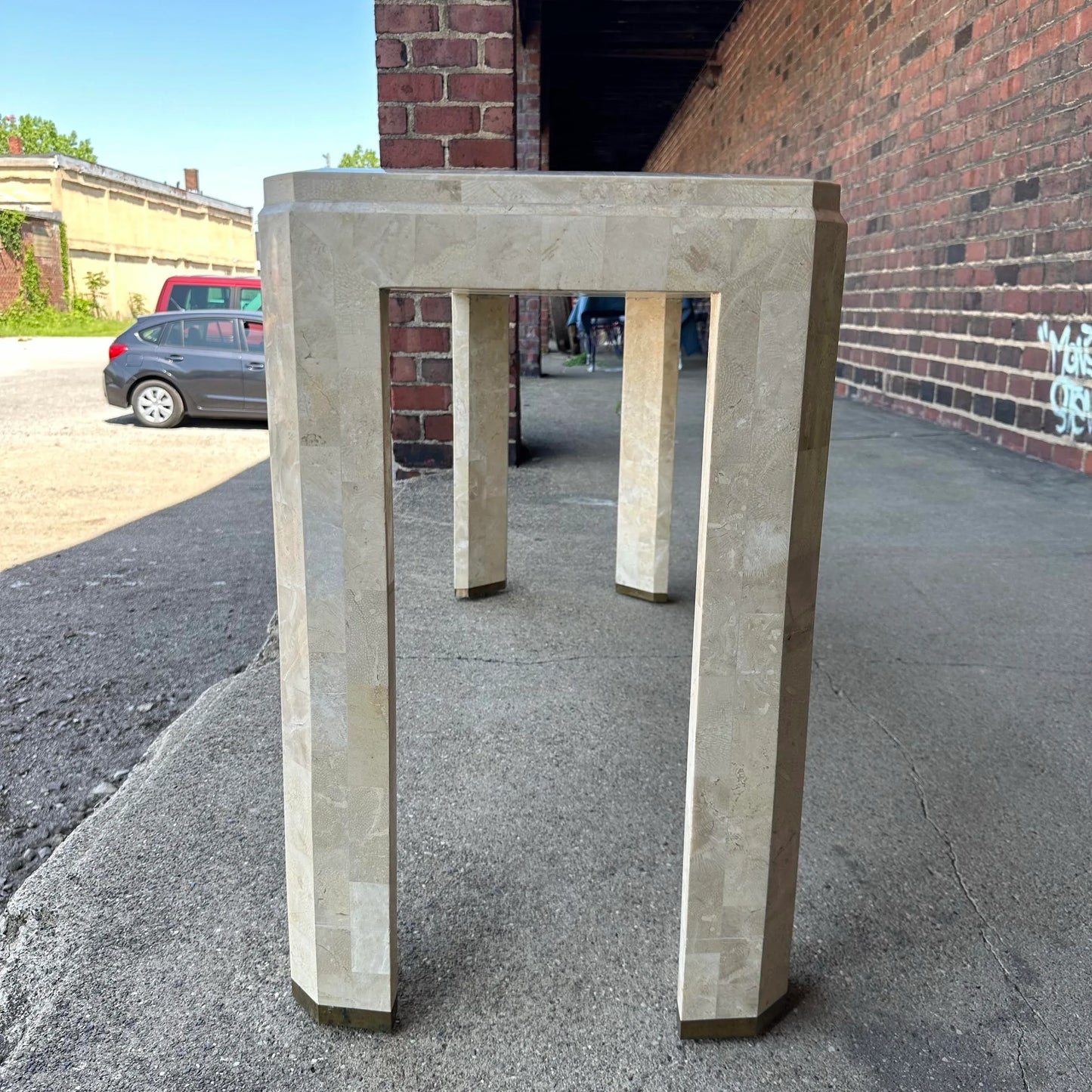 Maitland-Smith Tessellated Marble Console Table