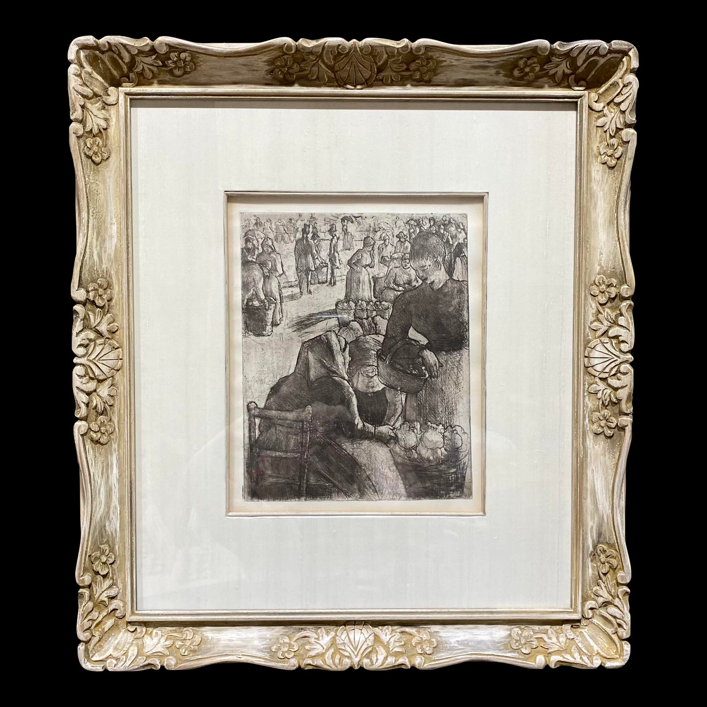 After Camille Pissarro Art Framed Signed Cleveland Ohio Info Tag on Back
