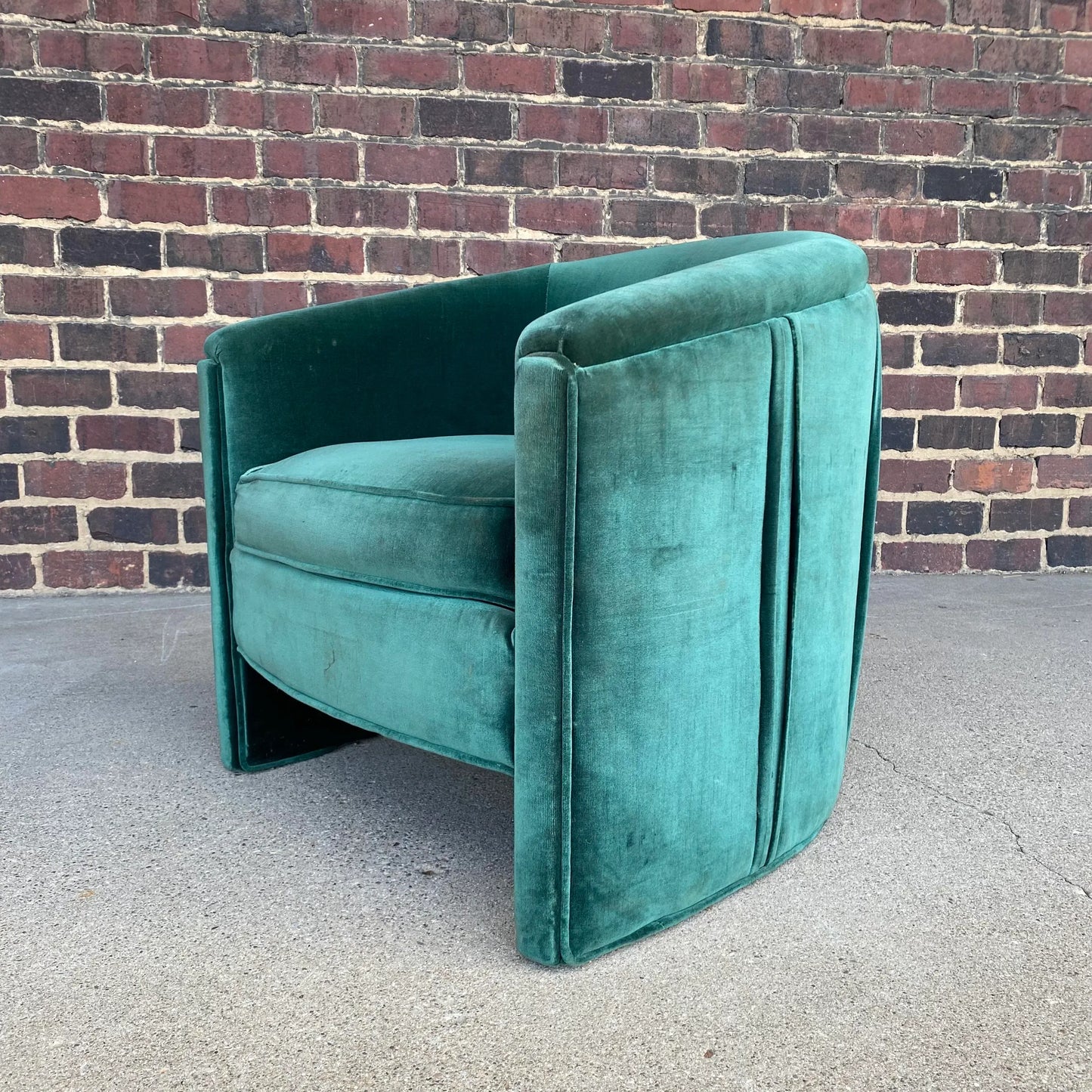 Mid Century Modern Adrian Pearsall for Comfort Craft Green Velvet Chair With Pleats