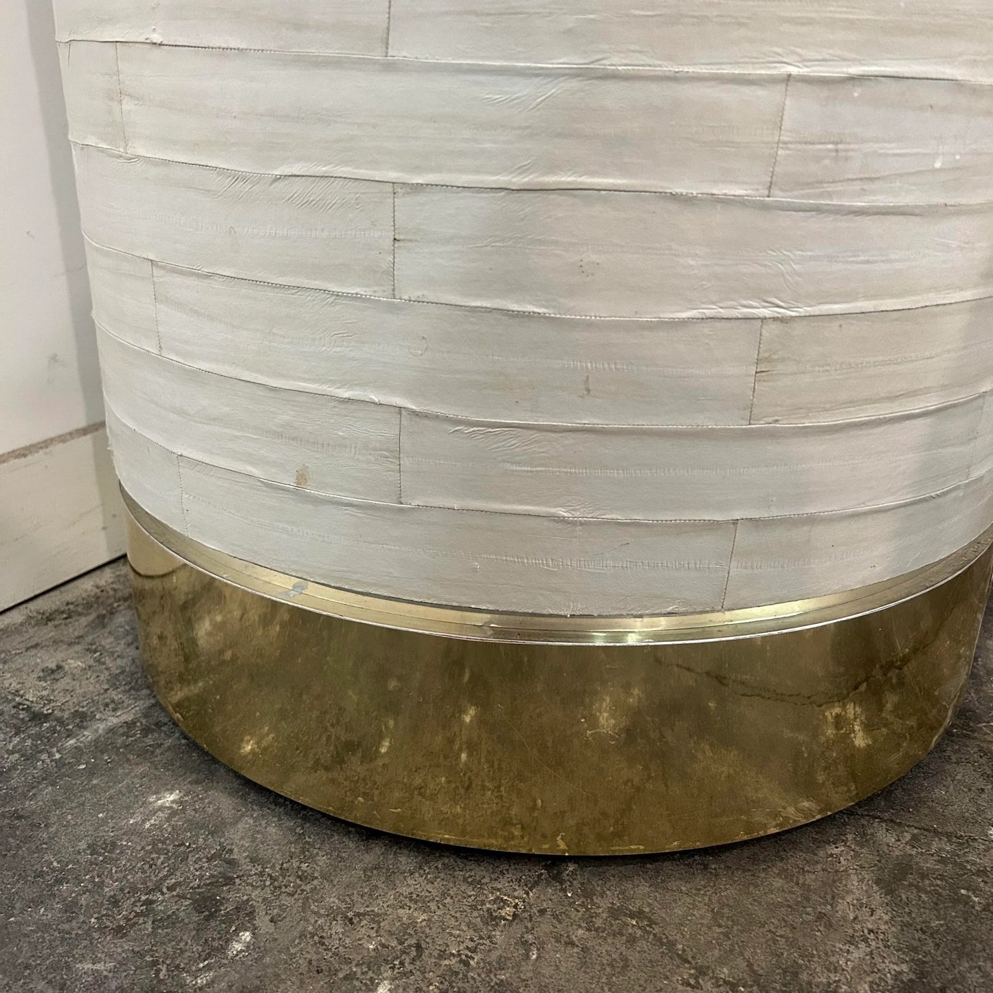 Karl Springer Leather Wrapped Marble Top Two Sided Credenza