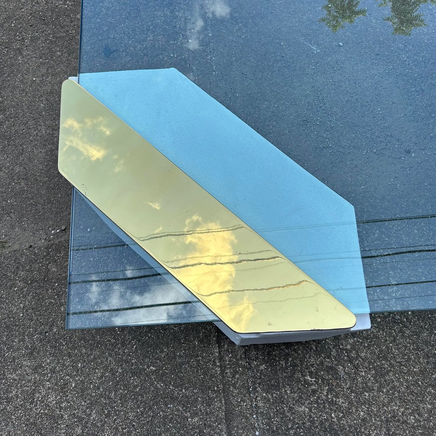 1980s Plaster Brass and Glass Coffee Table