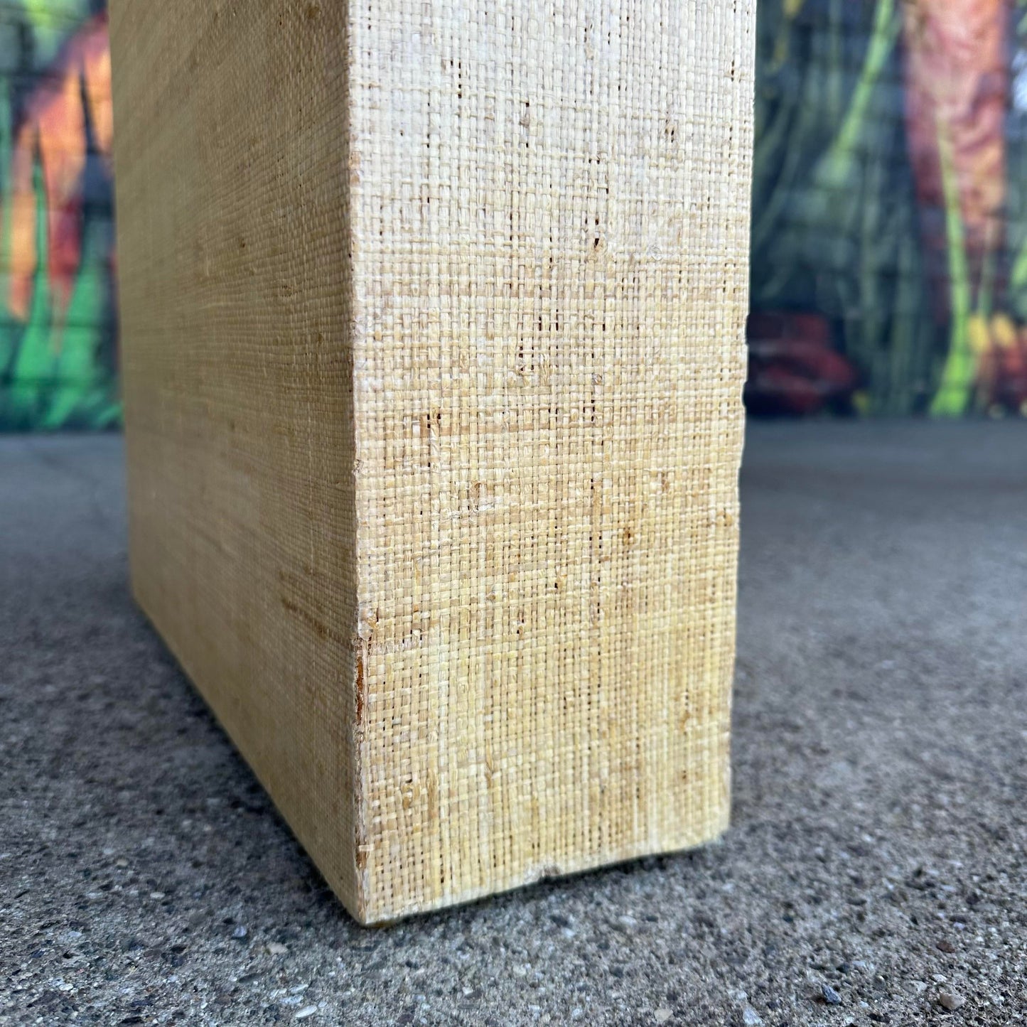 Post Modern Grass Cloth Sofa Console Table