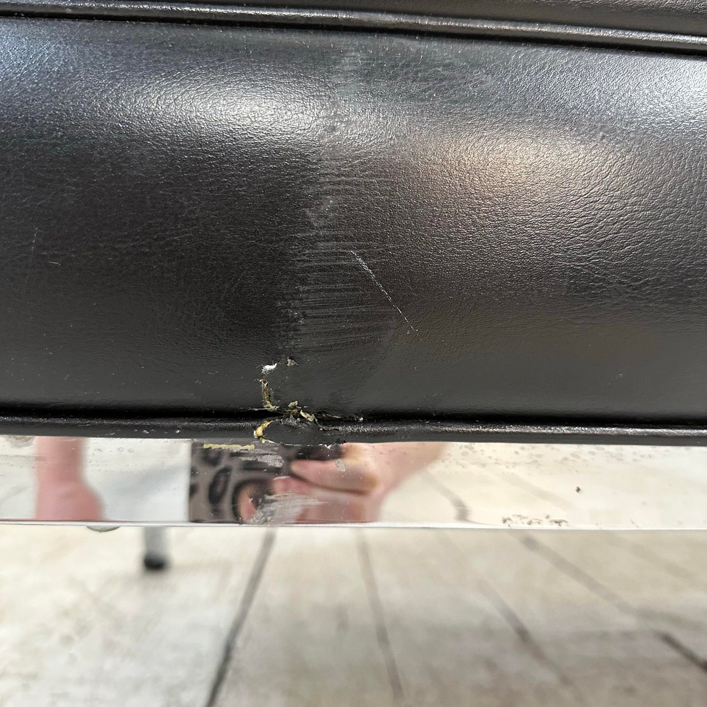 Knoll Black Vinyl Sofa by Florence Knoll