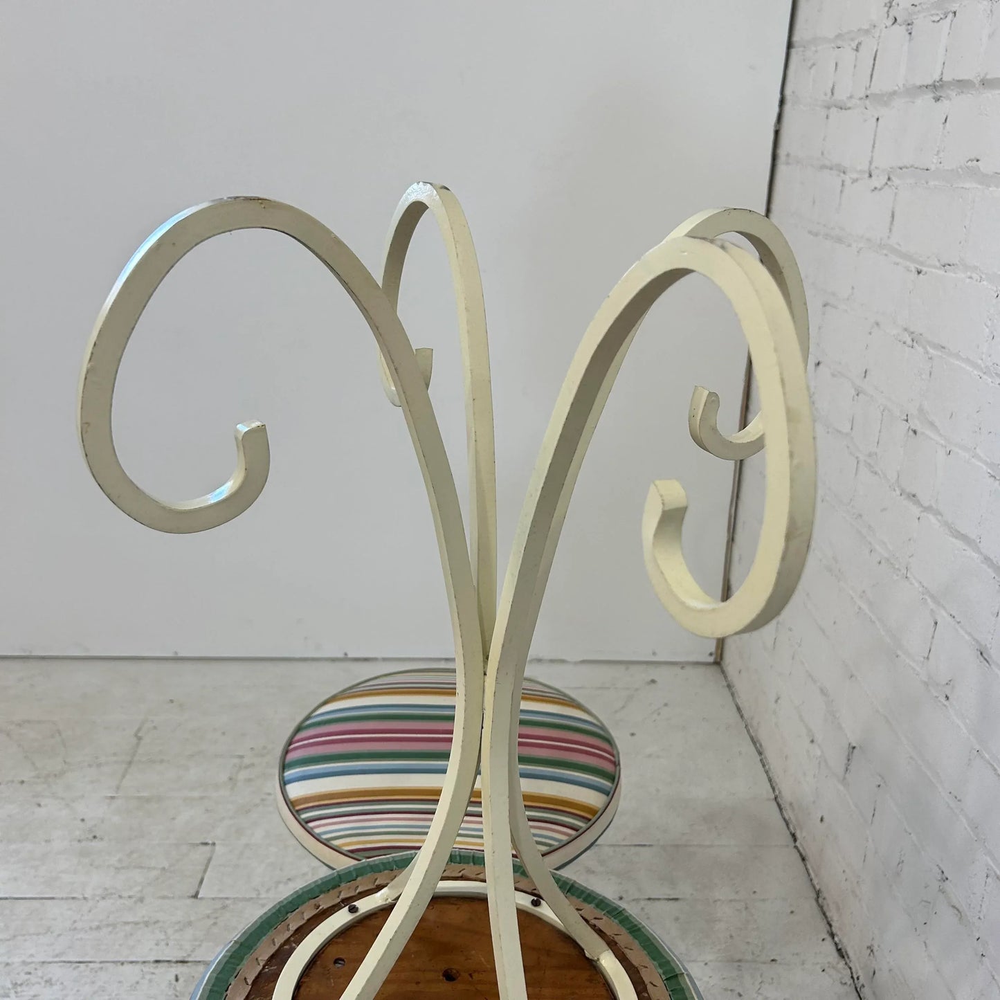 Set of 3 Upholstered Iron Base Stools Heavy Quality