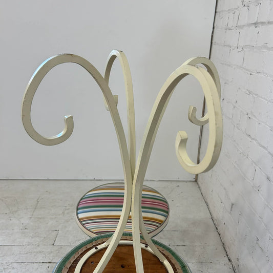 Set of 3 Upholstered Iron Base Stools Heavy Quality