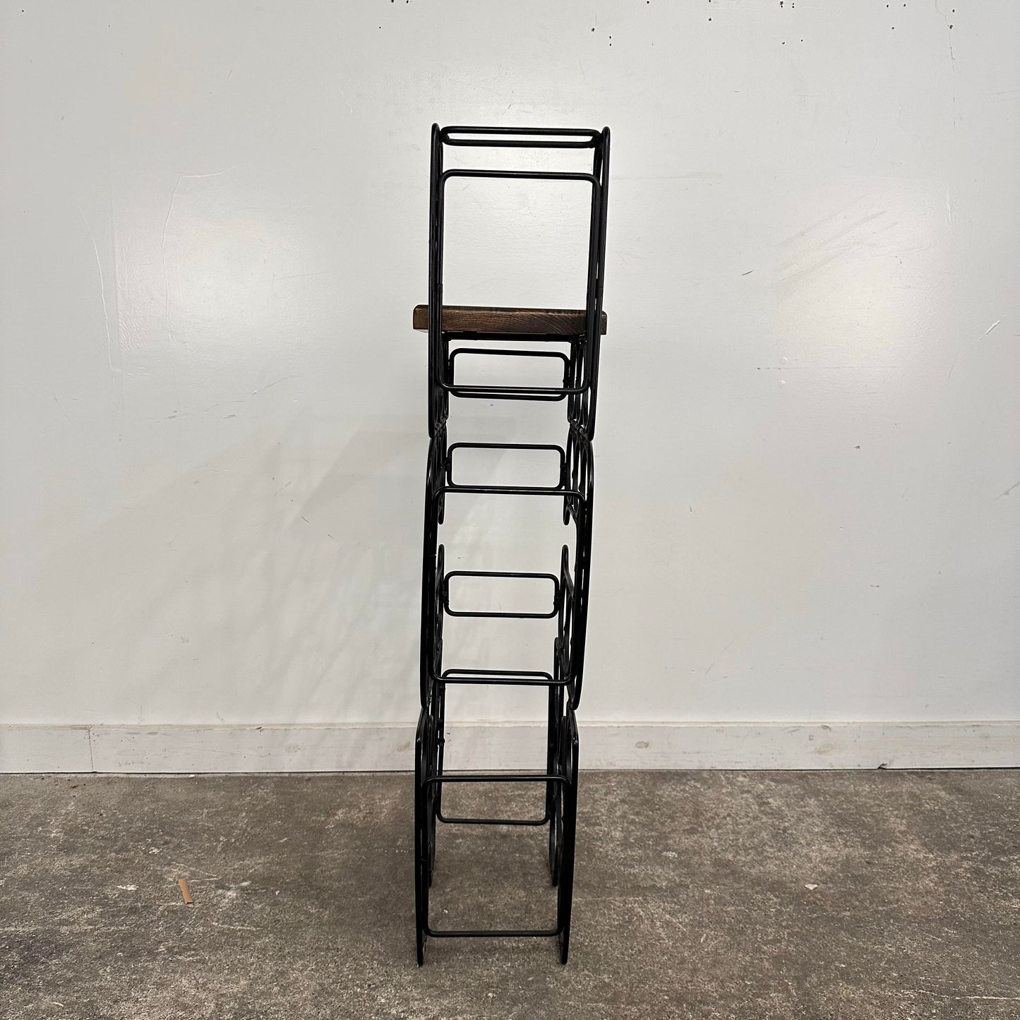 Arthur Umanoff Style Iron & Wood Wine Rack