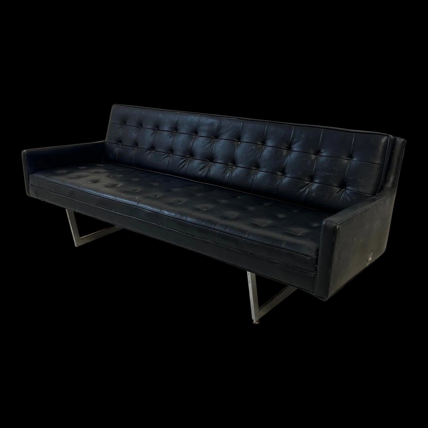 Prestige Leather Sofa With Chrome Legs