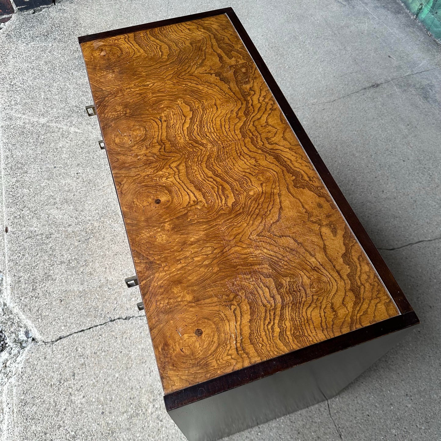 Century Furniture Burl and Brass Petit Chest of Drawers