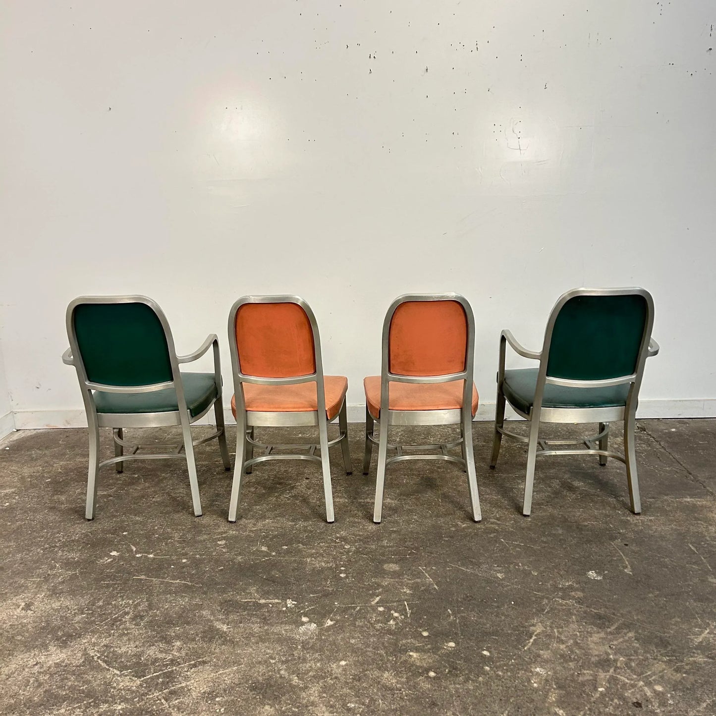 Set of 4 Rare Design GoodForm Aluminum Chairs Industrial Art Deco