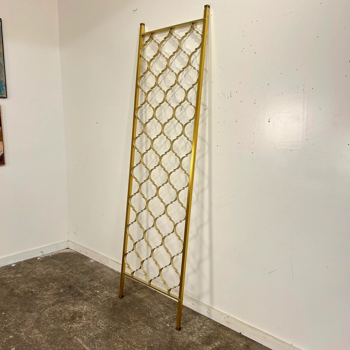 Mid Century Modern Brass Tension Rod Room Divider Gold Aluminum