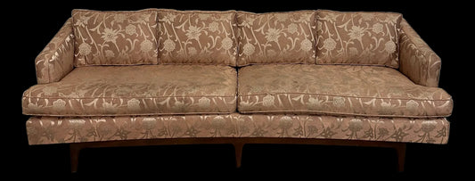 Mid Century Modern Curved Sculpted Walnut Sofa