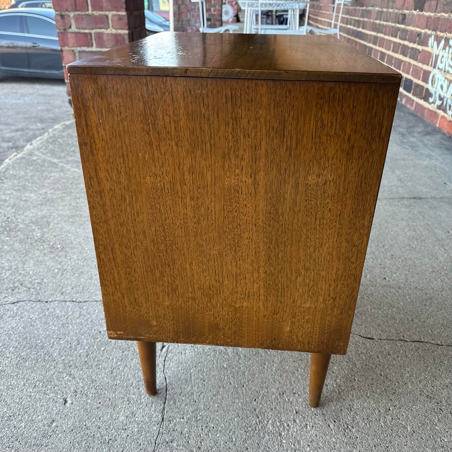 Mid Century Modern Wood Three-Drawer Nightstand