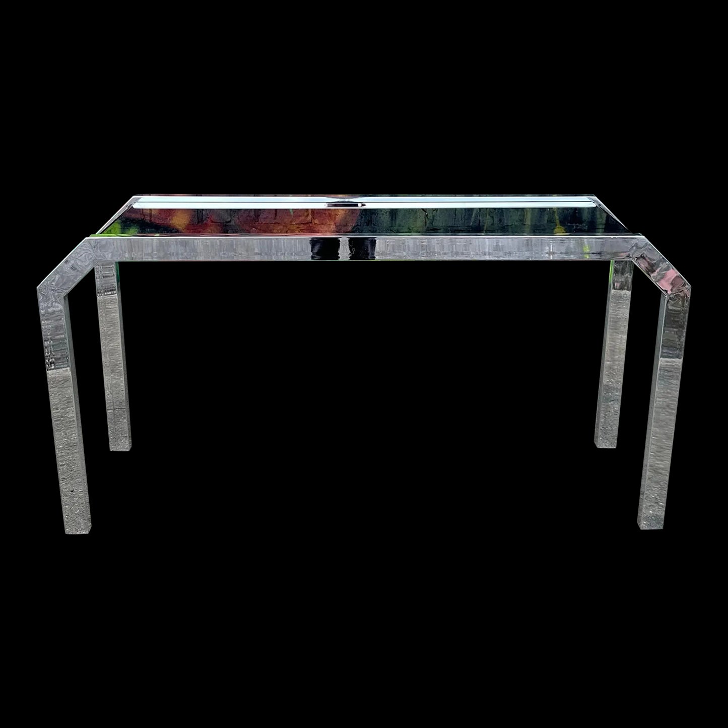Chrome and Smoke Mirrored Console Table Style of Milo Baughman