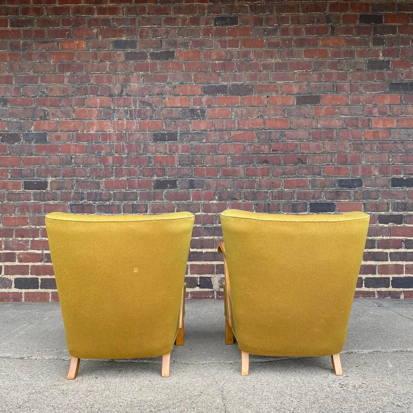 Pair of European Art Deco Green Arm Chairs
