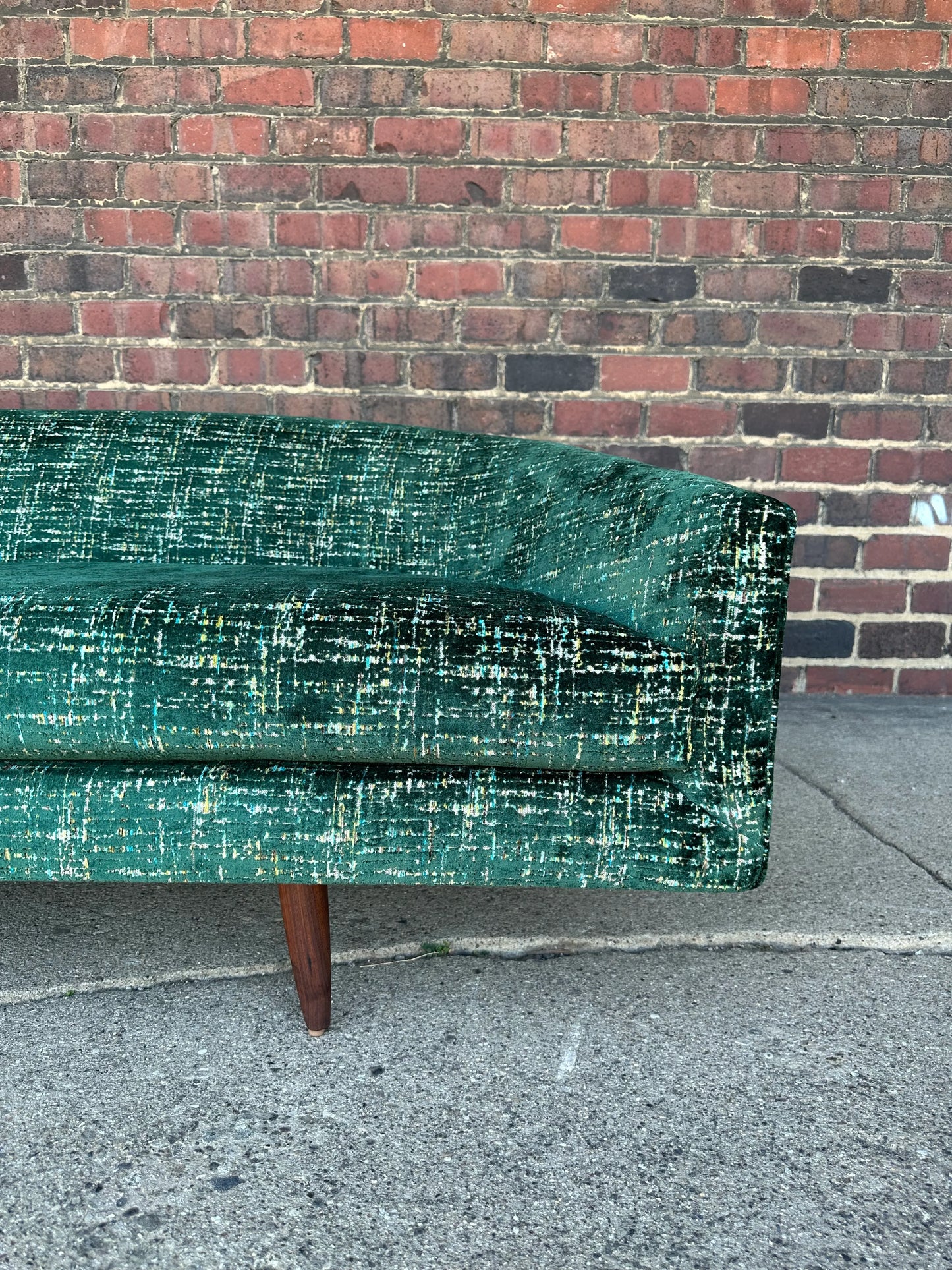 Adrian Pearsall Cloud Sofa Craft Associates Recovered in a Emerald Multi Dimensional Color Velvet.