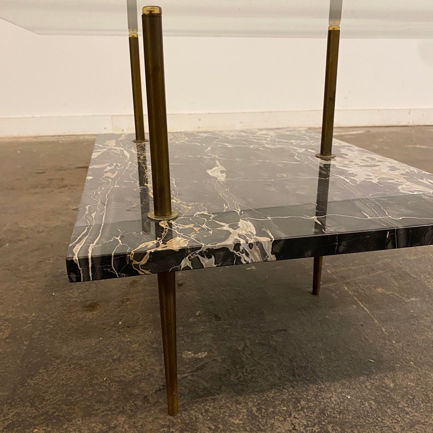 1960s Mid-Century Modern Black Marble Coffee Table