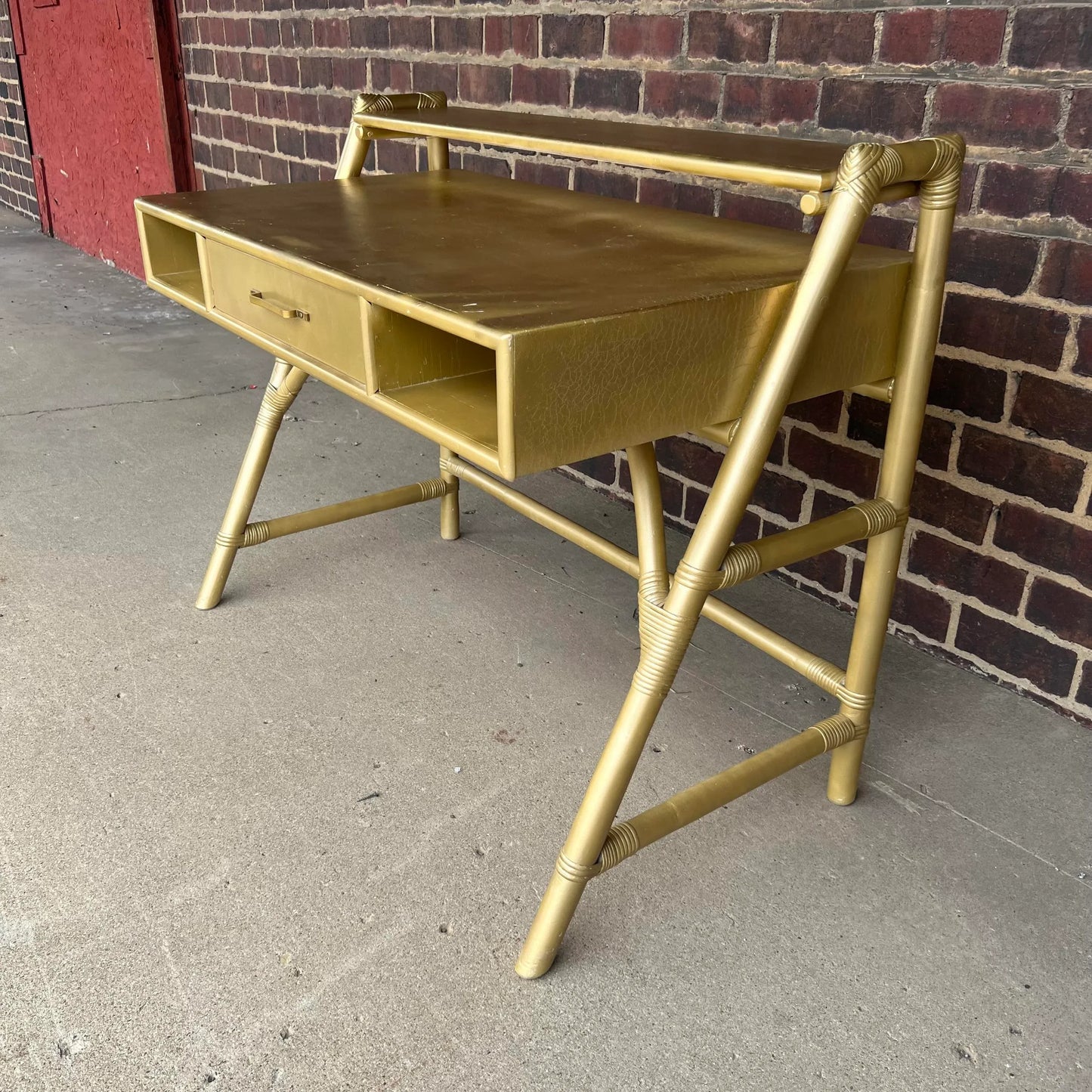 Tommi Parzinger Rattan Bamboo for Willow and Reed Desk.