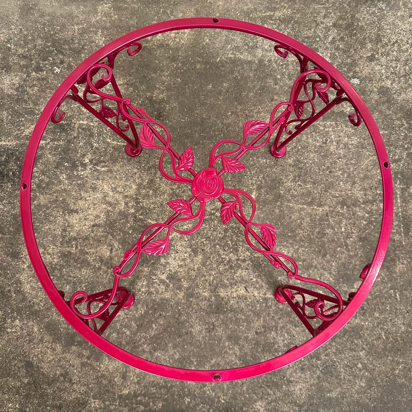 Newly Powder Coated Woodard Chantilly Rose Wrought Iron Outdoor Side Table