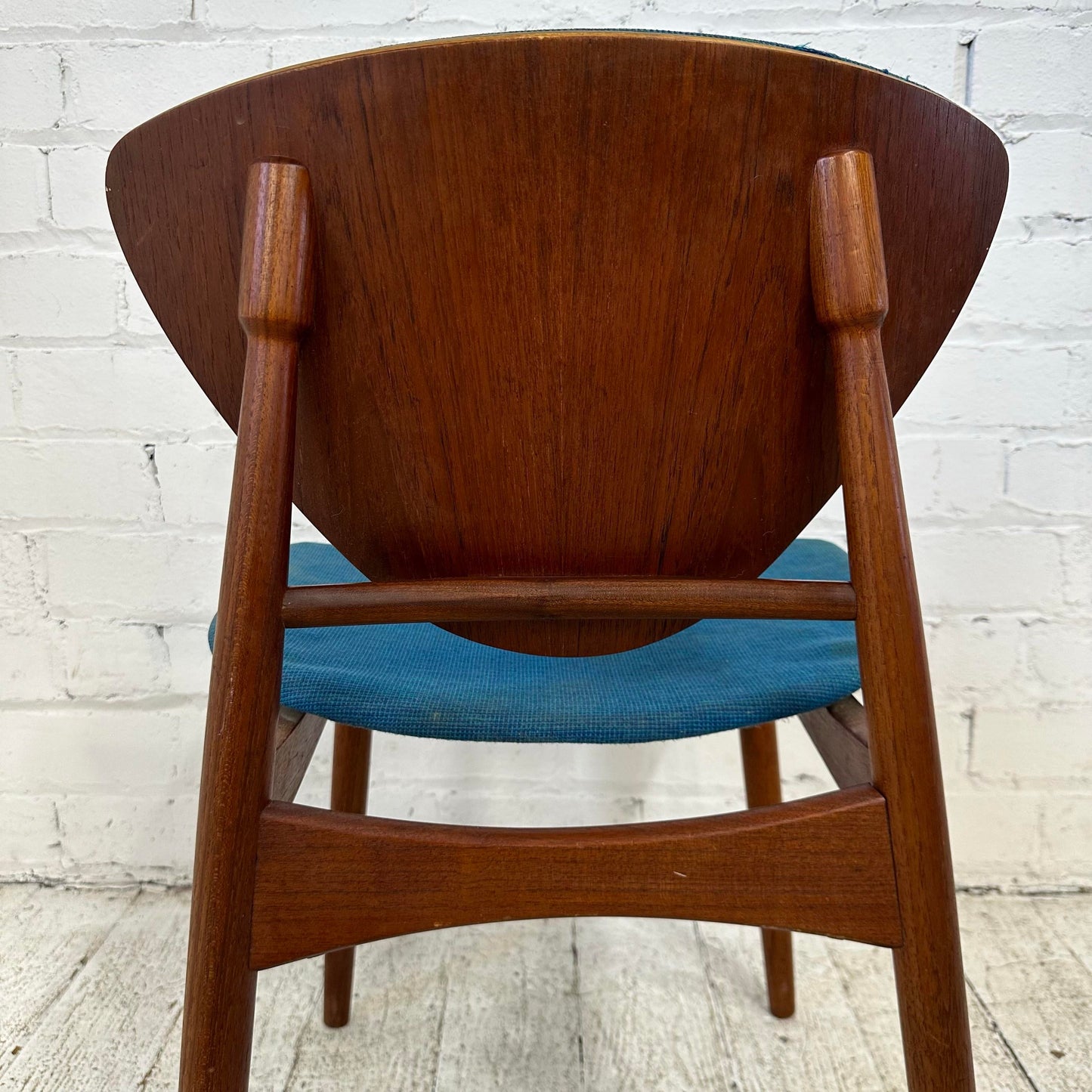 Pair of Danish Wooden Dining Side Chairs With Exposed Wood Backs