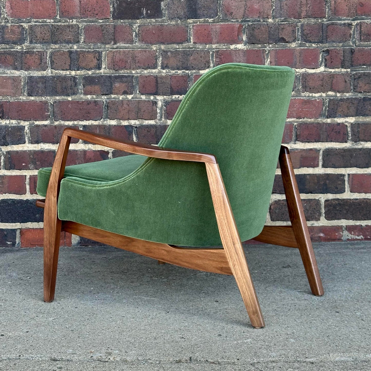 Mid Century Modern Custom Seal Style Lounge Chair Green Mohair