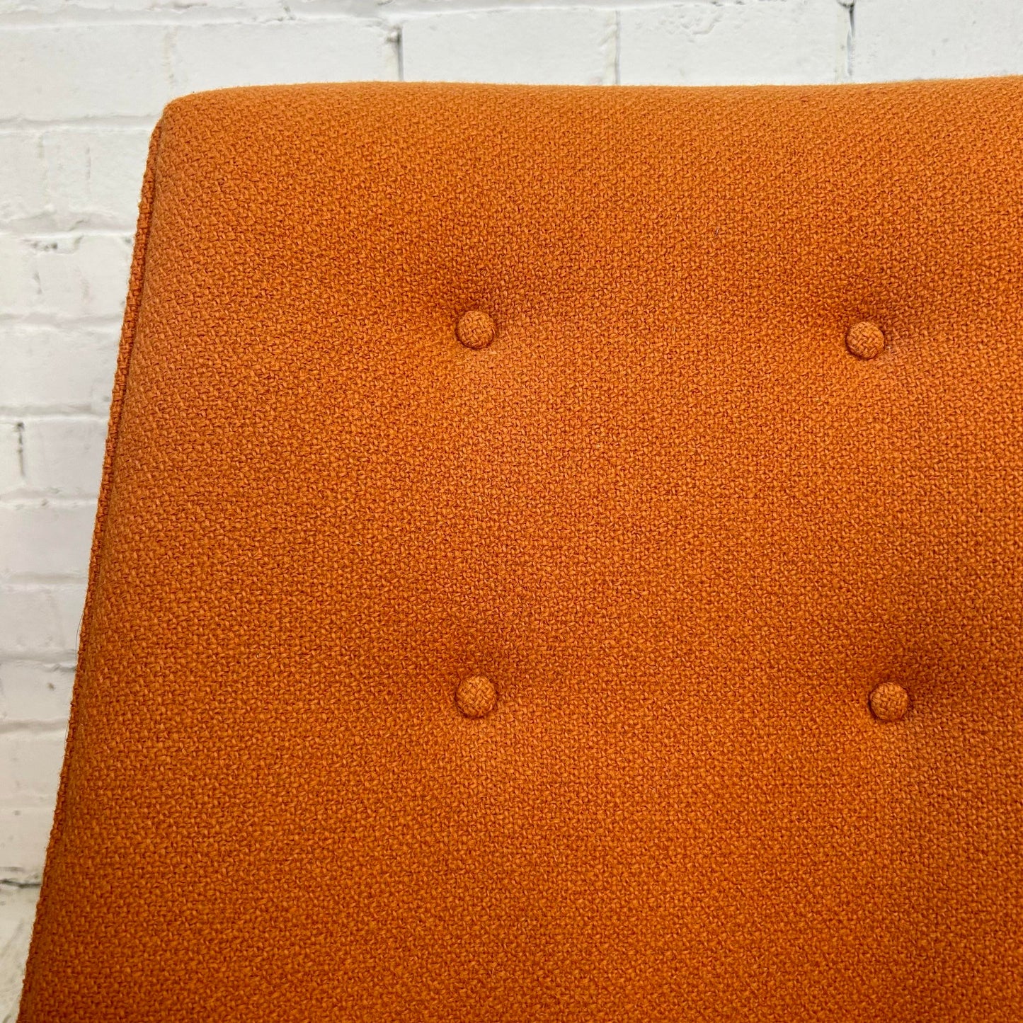 Reupholstered Pair of Orange Mid Century Modern Lounge Chairs